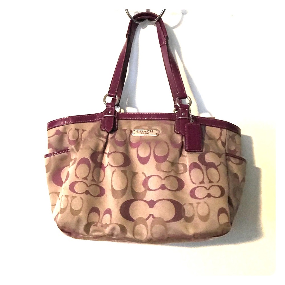 Khaki and Berry Purple Authentic Coach Purse
